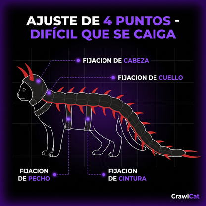 CrawlCat — Disfraz de Ciempiés para Gatos | Ajuste de 4 Puntos, No Se Cae