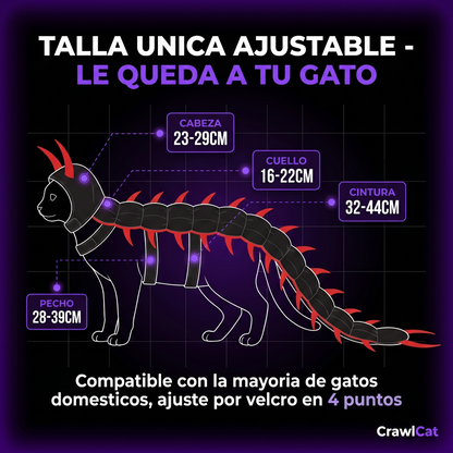 CrawlCat — Disfraz de Ciempiés para Gatos | Ajuste de 4 Puntos, No Se Cae
